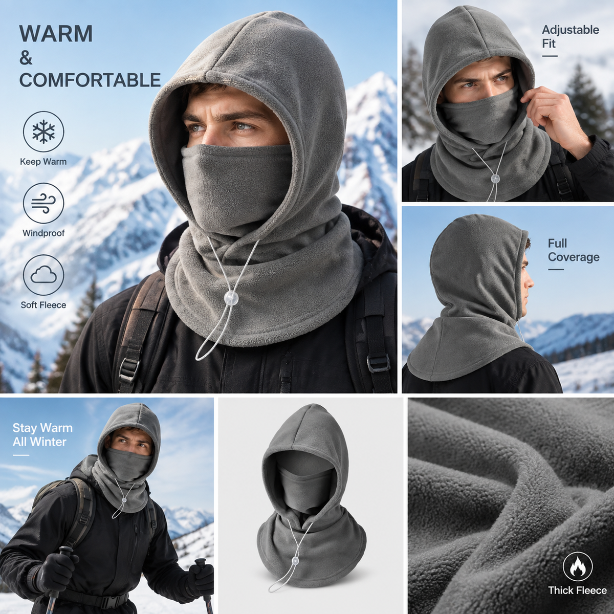 🔥LAST DAY PROMOTION - 50% OFF❄️ 2-Piece Integrated Flannel Warm Face Mask & Hat